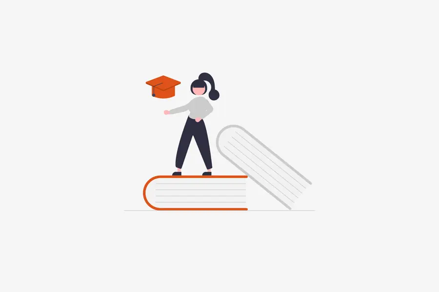 Graduate standing on work books